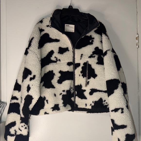 Elodie Jackets & Blazers - Elodie Black and White Sherpa Bomber Jacket